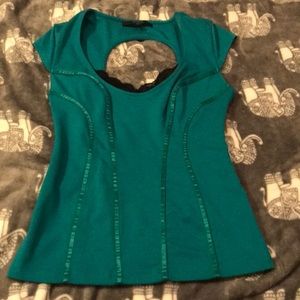 Guess emerald top with lace detail